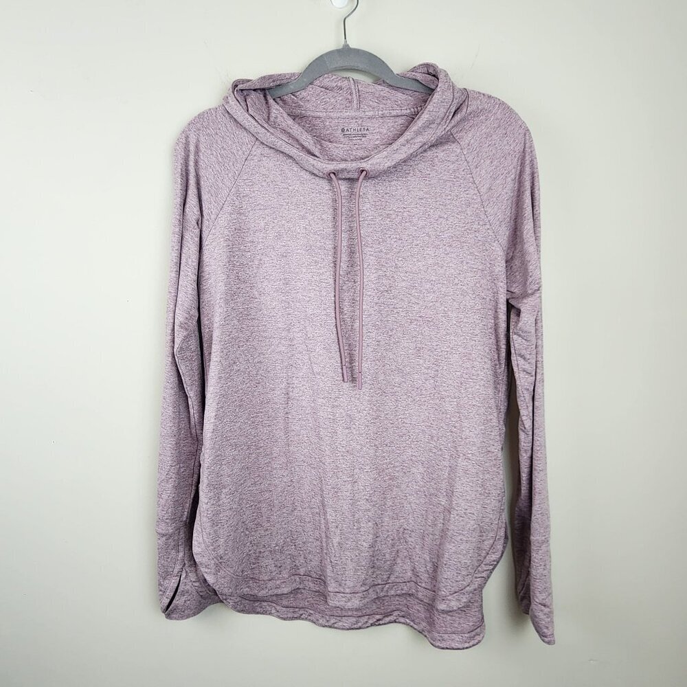 Athleta sz M women Uptempo Hoodie Long Sleeve Top Purple Heather